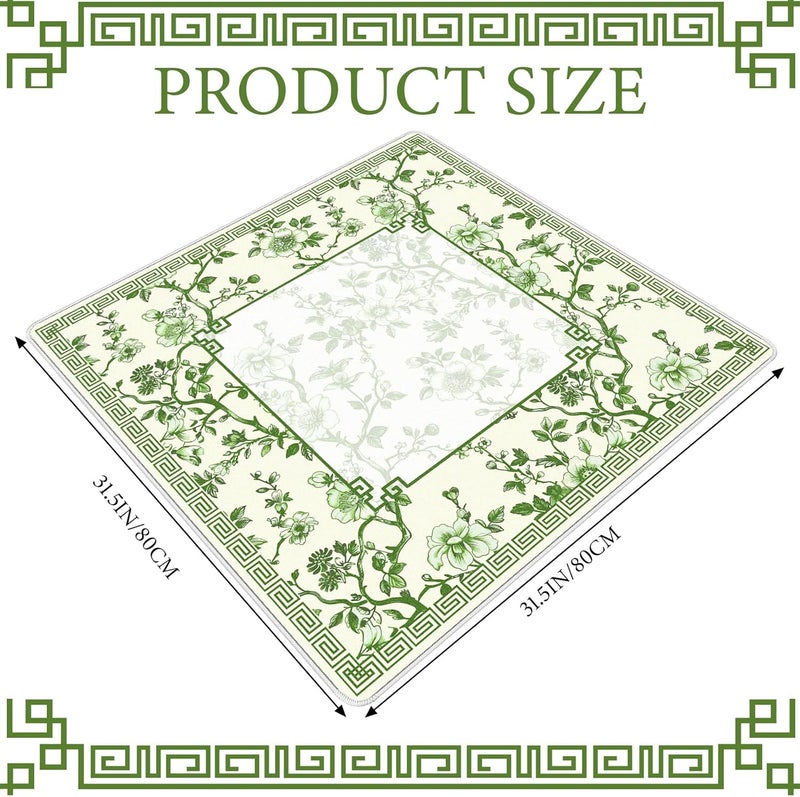 Sonwyoung Chinoiserie Mahjong Mat with 1 Carrying Bag 31.5" x 31.5" Green and White Rubber Anti Slip and Noise Reduction Multi Purpose Game Table Cover for Mahjong, Card, Board Tile Games - Image 2